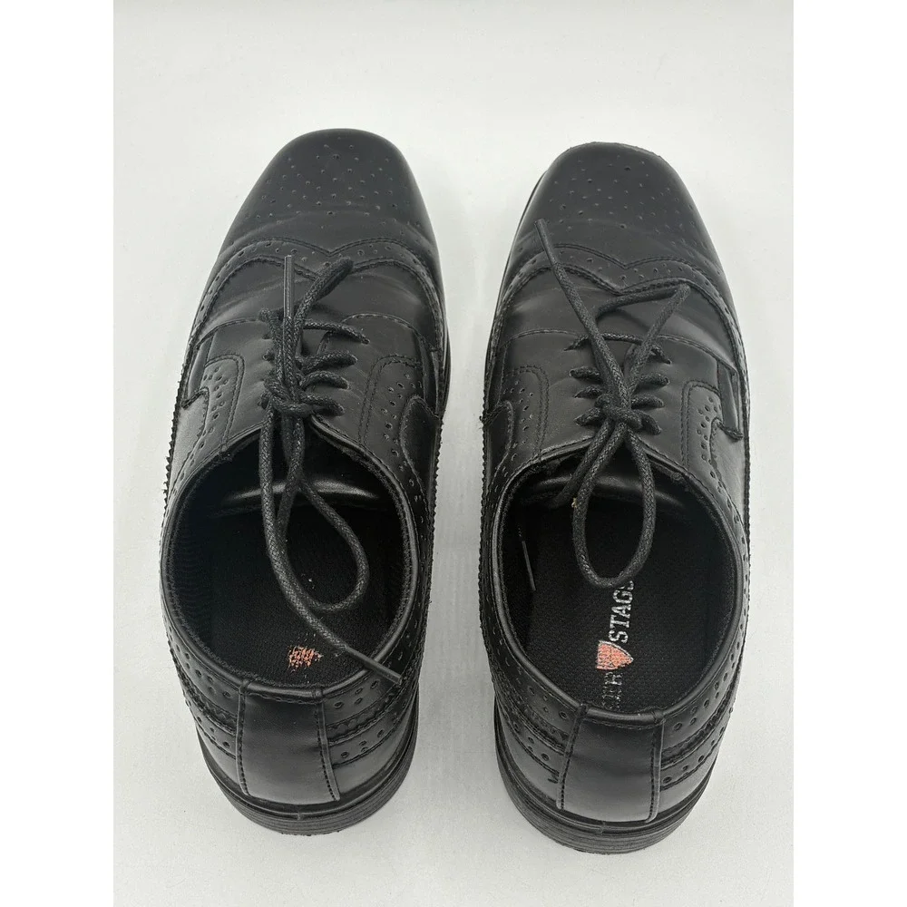 Deer Stags Boys Black Wingtip Oxford Dress Shoes Lace Up Brogue Size 4.5 M